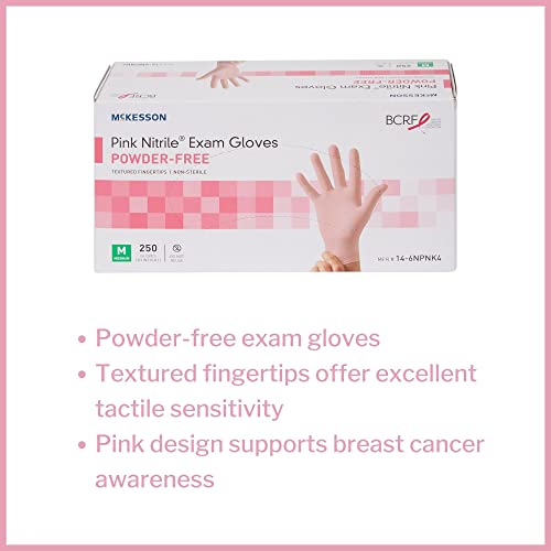 McKesson Pink Nitrile Exam Gloves - Medium 250 Count