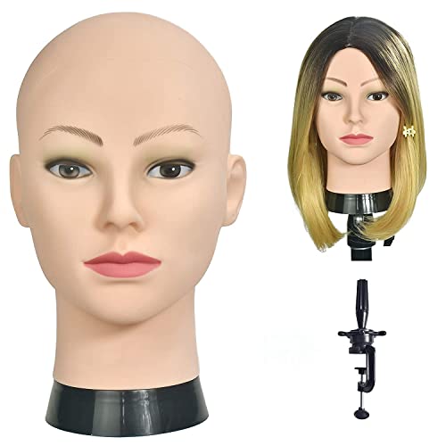 Professional Cosmetology Mannequin Head - Female Bald Head for Wigs and Makeup Practice