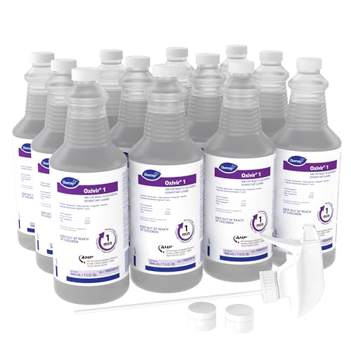 Oxivir Diversey 1 100850916 Hospital Strength Disinfectant Cleaner 32-Ounce Pack of 12 with Spray Trigger