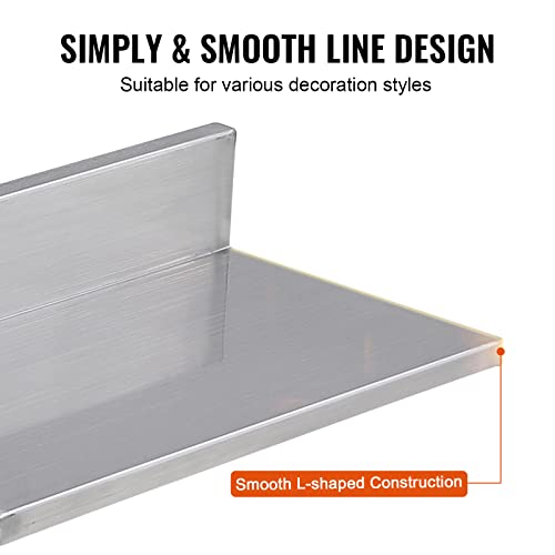 VEVOR Stainless Steel Wall Shelf 2 Pack 44 lbs Capacity