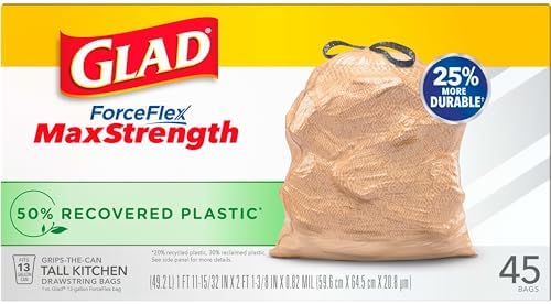 Glad Tall Kitchen Trash Bags 13 Gallon 45 Count