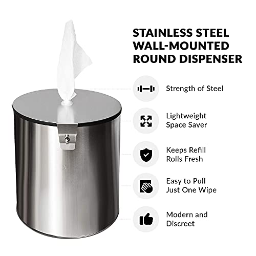 Stainless Steel Wall Mount Wipe Dispenser Round