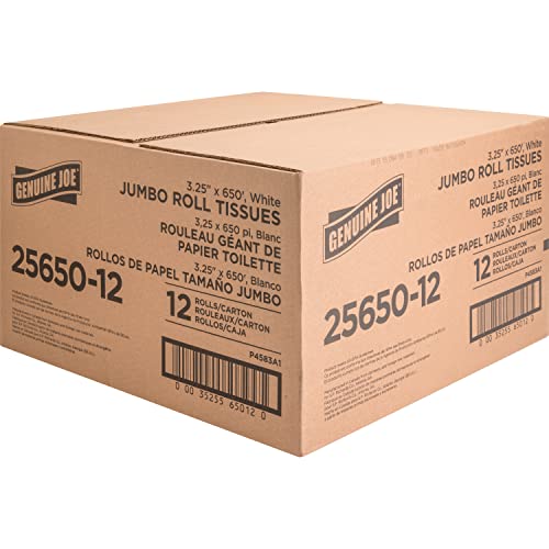 Genuine Joe Jumbo Roll Toilet Paper 2-Ply 12 Pack