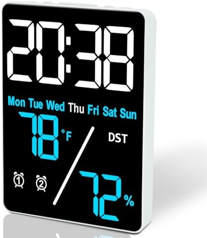 55 Inch Digital Thermometer Hygrometer Alarm Clock for Desk and Home