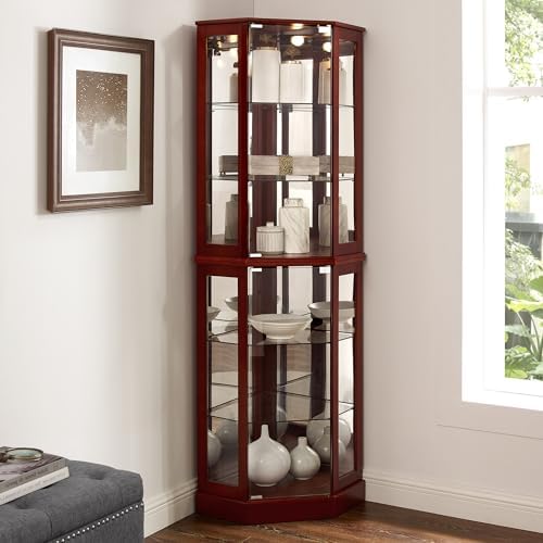 6 Shelf Corner Curio Display Cabinet with Lights
