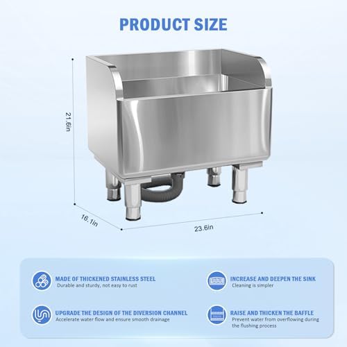 Commercial Floor Mop Sink Stainless Steel Cleaning Basin Vertical Sewage Tank for Laundry and Industrial Use