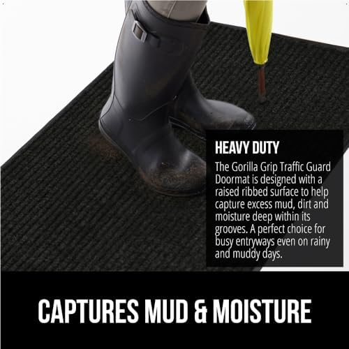 GORILLA GRIP Traffic Guard Door Mat 29x17 Jet Black