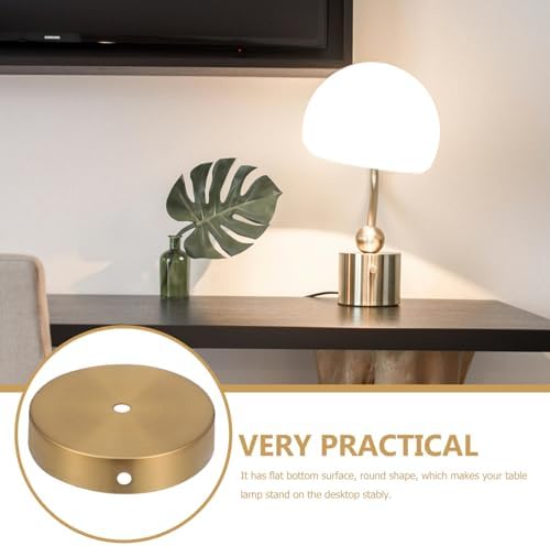 Amosfun Round Iron Table Lamp Base Universal Stand for Home Decor