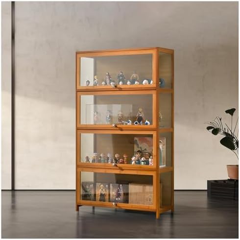 SAADHGG Curio Display Cabinet with Acrylic Glass Door Four Layer Storage Shelves