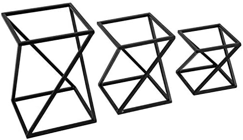 MyGift Twisting Geometric Matte Black Metal Pizza Riser Racks Set of 3