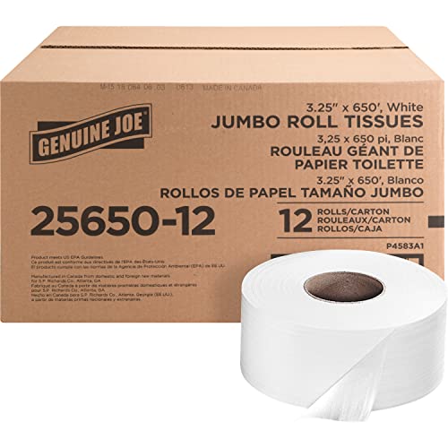 Genuine Joe Jumbo Roll Toilet Paper 2-Ply 12 Pack