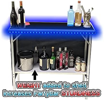 PARTYPONG Folding Portable Party Bar with LED Lights Black Hawaiian Skirts Storage and Carry Case