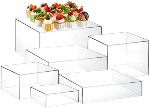 Leinuosen 6 Pcs Buffet Display Risers Clear Acrylic
