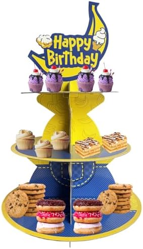 Cartoon Yellow 3-Tier Cupcake Stand for Birthday Party