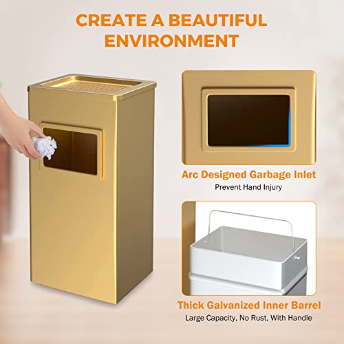 BEAMNOVA Trash Can Black Stainless Steel Durable Indoor Outdoor