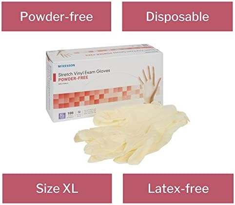 McKesson Stretch Vinyl Exam Gloves 100 Count 1 Box XL Size