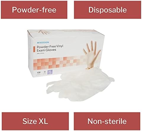 McKesson Vinyl Exam Gloves XL 130 Count 1 Box