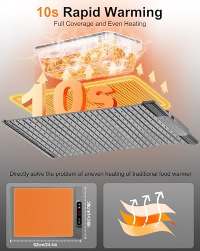 AUTOPkio Electric Warming Tray with 5 Temperature Settings and 4H Auto Shut-Off Timer