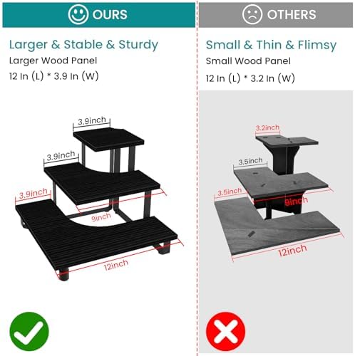 ELITEROO 3 Tier Wooden Display Shelf Stand Black