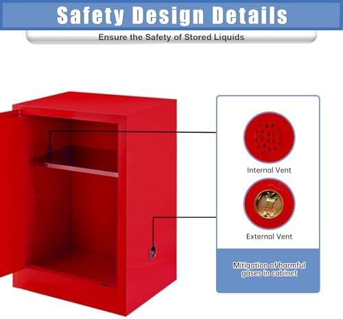 Flammable Cabinet 8 Gallon Fireproof Storage Cabinet for Home and Industrial Use