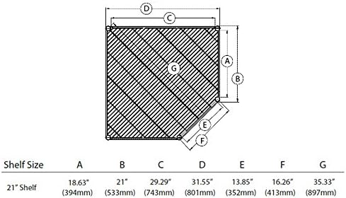 Omega 18 Deep x 285 Wide Freezer Wire Pentagon Corner Shelf