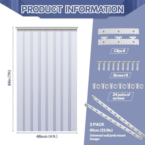 Juexica Heavy Duty PVC Door Curtain Kit for Freezers and Warehouses