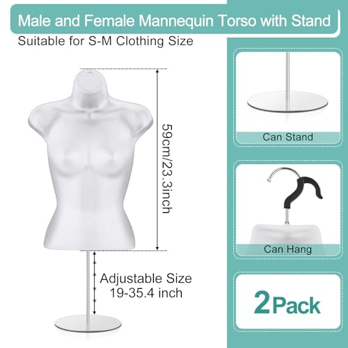 Geetery 2 Piece Female Mannequin Torso with Stand and Hanging Hook