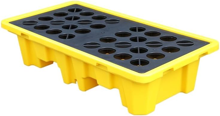 Yellow Industrial Spill Pallet for Oil Drum Containment 130x68x30cm