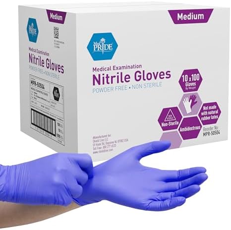 MedPride Powder-Free Nitrile Exam Gloves Medium Case 1000