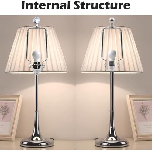 8-9-10-11 Inch Nickel Lamp Harp Holder Adjustable Height Harp Kit with Crystal Metal Finial
