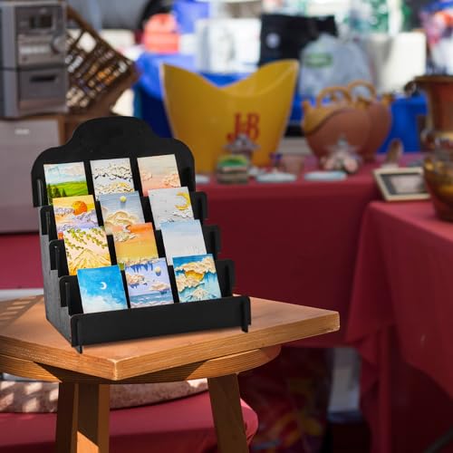 Barydat 4 Tier Wooden Display Stand for Greeting Cards Postcards Brochures Jewelry