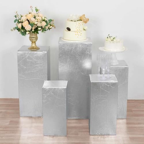 Efavormart Set of 5 Silver Metallic Spandex Display Box Covers