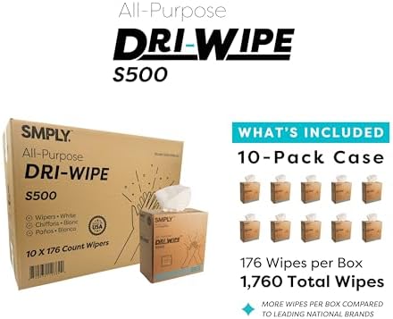 Dri-Wipe S500 by SMPLY Brands 10 Boxes of 176 Wipes