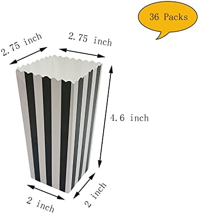 36 Pcs Popcorn Boxes with White and Black Stripes