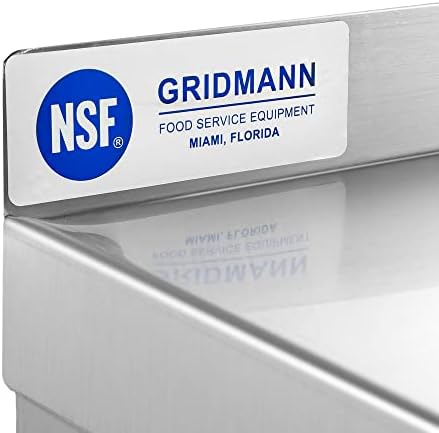 GRIDMANN 12x24 Inch Stainless Steel Wall Shelf with Backsplash