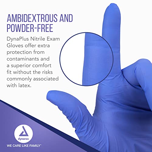 Dynarex DynaPlus Nitrile Exam Gloves Blue Medium Box of 200