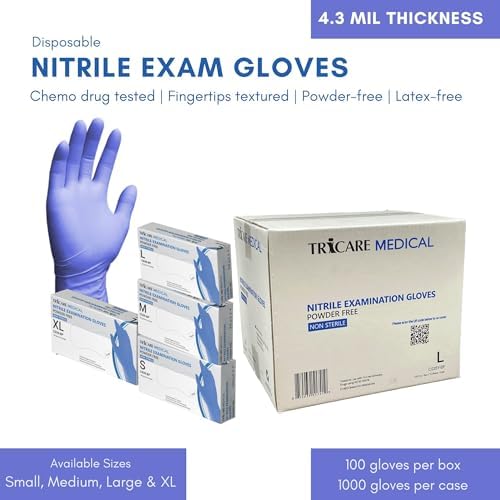 TRICARE MEDICAL Nitrile Exam Gloves 43 Mil Deep Blue