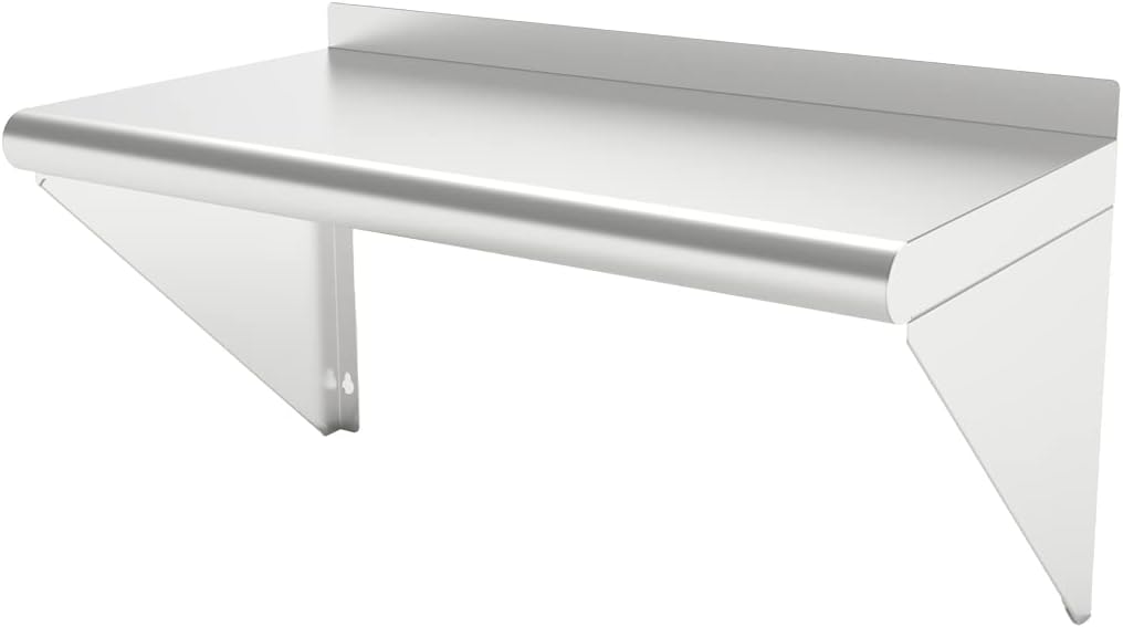 12x24 Wall Mounted Stainless Steel Shelf for Kitchen and Restaurant