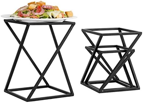MyGift Twisting Geometric Matte Black Metal Pizza Riser Racks Set of 3