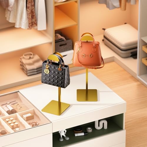 2 Pack Gold Purse Display Stand for Vanities and Retail