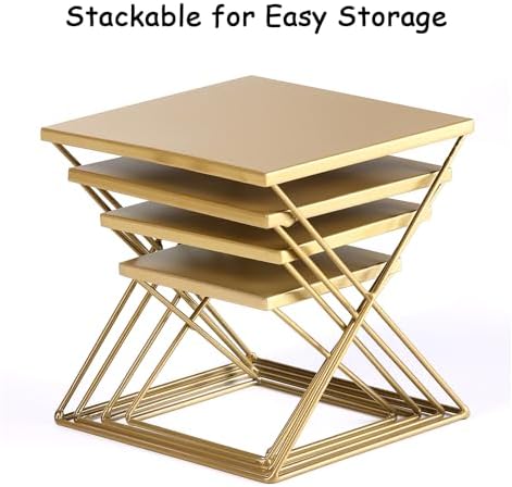 4 Piece Brass Square Display Risers Set
