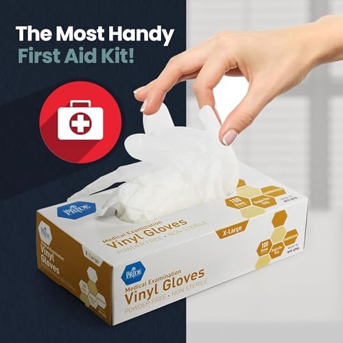 MED PRIDE Medical Vinyl Exam Gloves X-Large 100 Count