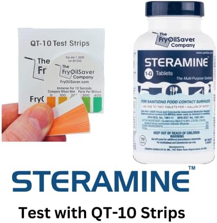2 Bottles Steramine Sanitizer Tablets with QT-10 Test Strips