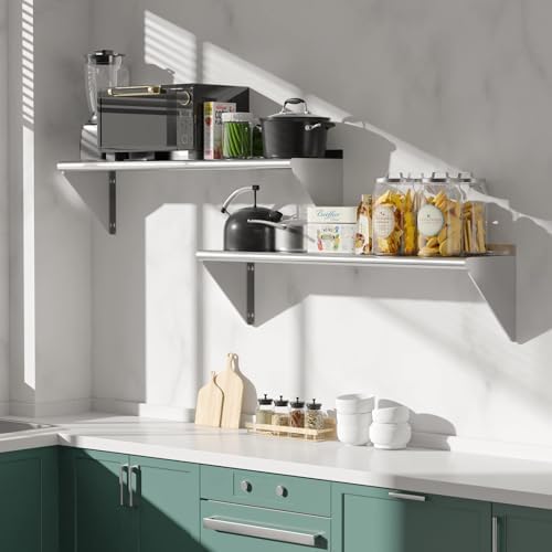 Stainless Steel Shelf 12x36 Inch Heavy Duty Wall Mount Storage Rack