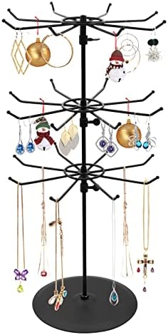 Medium Duty Adjustable Three Tier Counter Top Spinner Display Stand Black