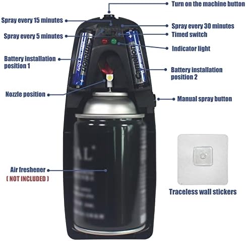 Automatic Air Freshener Spray Dispenser 2-Pack - Black