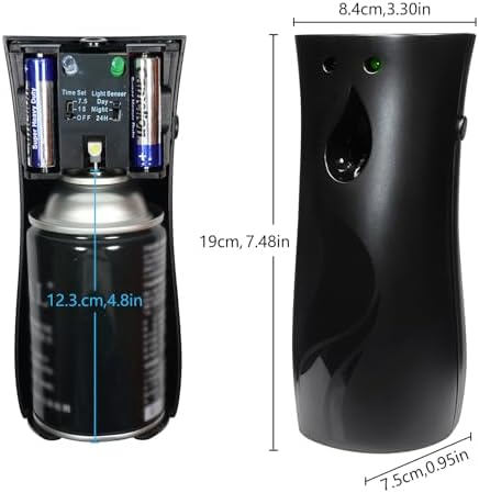 2 Pcs Automatic Air Freshener Spray Dispenser with Wall Mount Option Black