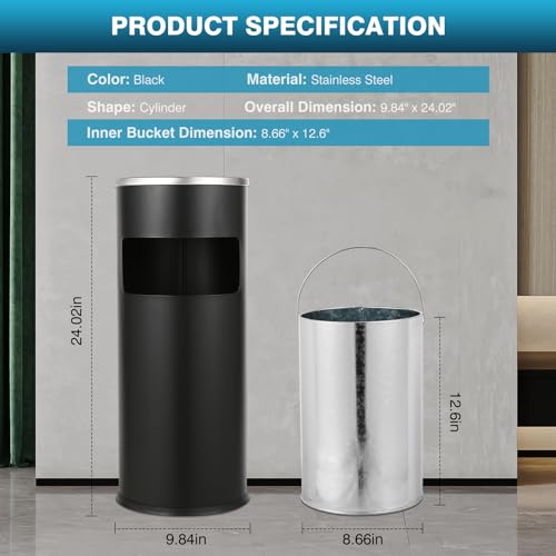 IRONWALLS Outdoor Indoor Trash Can with Lid