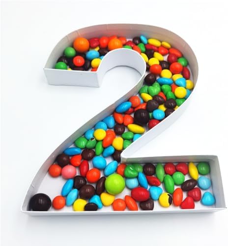 QRQR Number 2 Shaped Paper Mache Trays for Birthday Treats