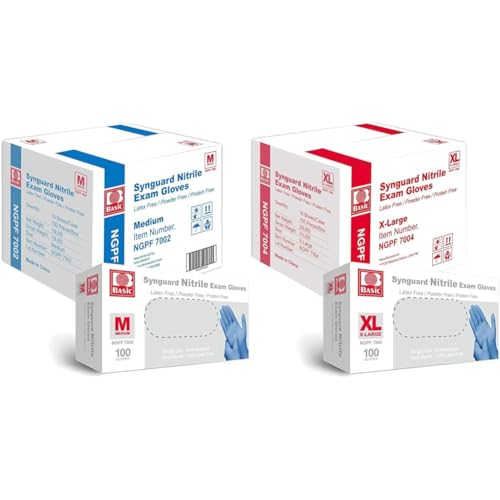 Basic Medical Nitrile Exam Gloves - Latex-Free Powder-Free - Case of 1000 Medium and Xtra Large